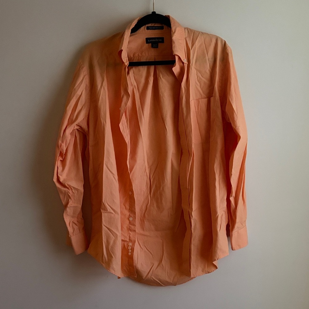 Lands' End Men's Peach Button-Down Shirt